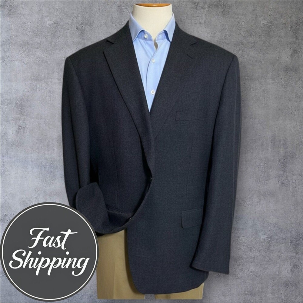 OAK HILL Men's 2XLT 50/52T Gray Wool Blazer Sport Coat Two Button Suit Jacket